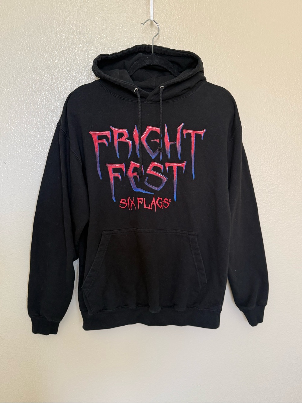 Six Flags Fright Fest Horror Clown Graphic Hoodie Black M Halloween - Picture 3 of 11